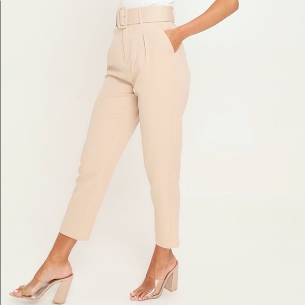 Taupe Belted Ankle pants